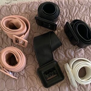 Large Wide Faux Leather Belts in Black, Pink, and White